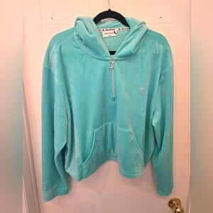 3X Plus Juicy Couture Aqua Green Zip-Up Hoodie Jacket